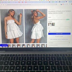 Selfie Leslie elianna strapless tiered mini dress ivory small